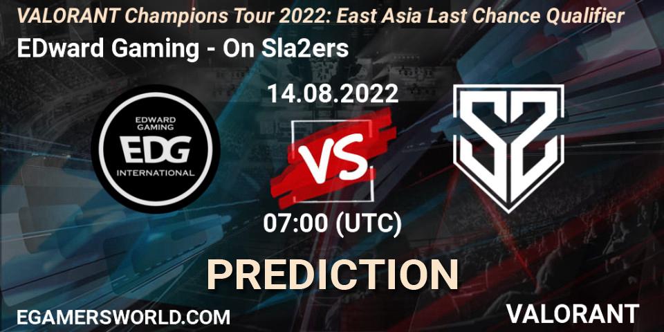 EDward Gaming - On Sla2ers: ennuste. 14.08.2022 at 07:00, VALORANT, VCT 2022: East Asia Last Chance Qualifier