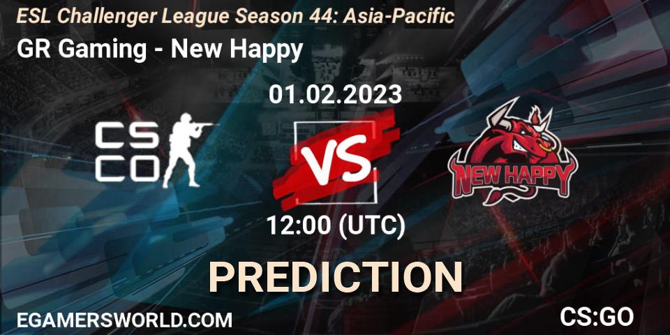 GR Gaming - New Happy: ennuste. 01.02.23, CS2 (CS:GO), ESL Challenger League Season 44: Asia-Pacific