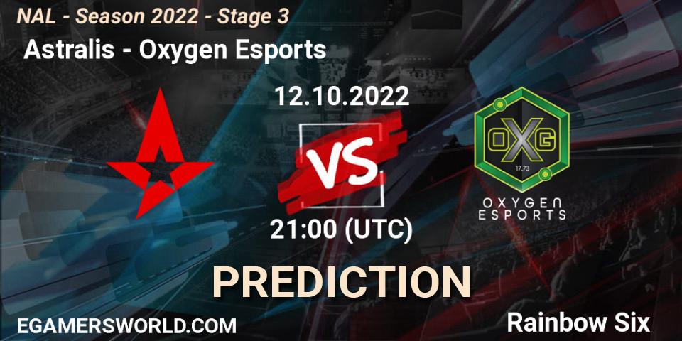  Astralis - Oxygen Esports: ennuste. 12.10.2022 at 21:00, Rainbow Six, NAL - Season 2022 - Stage 3