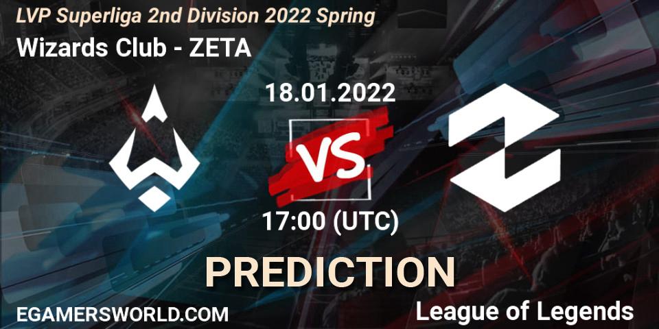 Wizards Club - ZETA: ennuste. 19.01.2022 at 17:00, LoL, LVP Superliga 2nd Division 2022 Spring