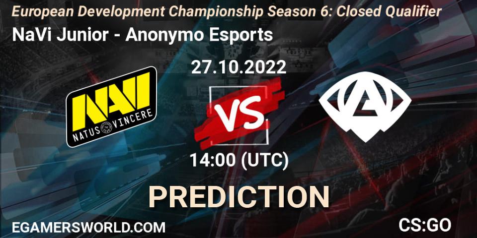 NaVi Junior - Anonymo Esports: ennuste. 27.10.2022 at 14:15, Counter-Strike (CS2), European Development Championship Season 6: Closed Qualifier