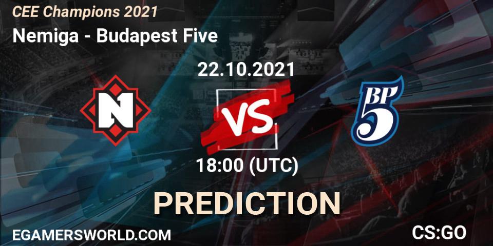 Nemiga - Budapest Five: ennuste. 22.10.2021 at 18:00, Counter-Strike (CS2), CEE Champions 2021