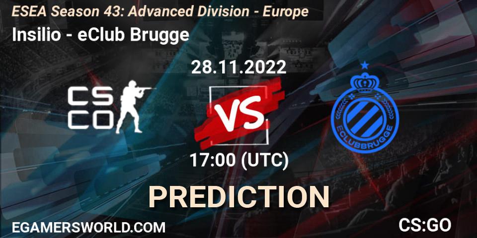 Insilio - eClub Brugge: ennuste. 28.11.22, CS2 (CS:GO), ESEA Season 43: Advanced Division - Europe