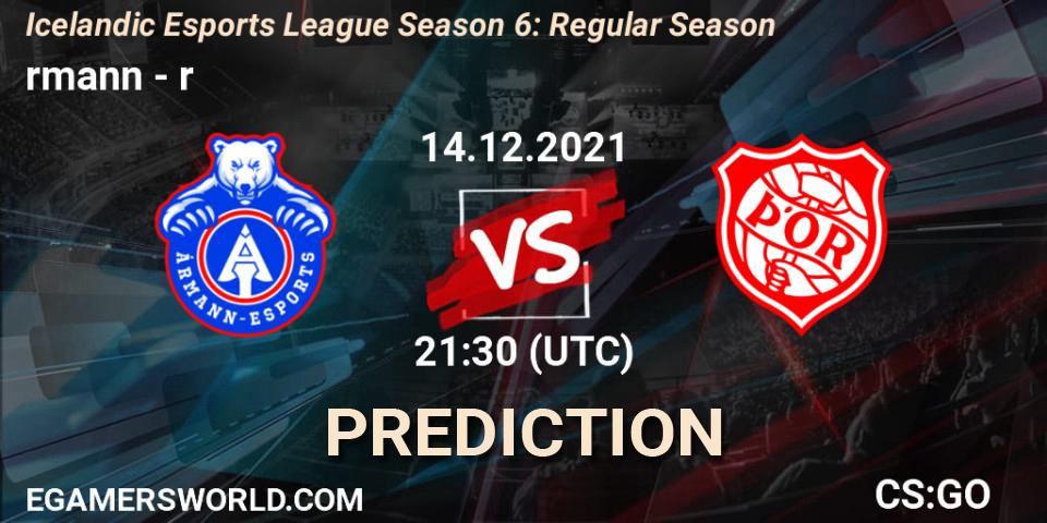 Ármann - Þór: ennuste. 14.12.2021 at 21:30, Counter-Strike (CS2), Icelandic Esports League Season 6: Regular Season