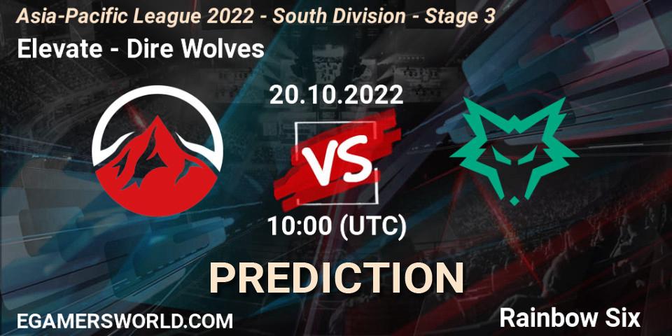 Elevate - Dire Wolves: ennuste. 20.10.2022 at 10:00, Rainbow Six, Asia-Pacific League 2022 - South Division - Stage 3