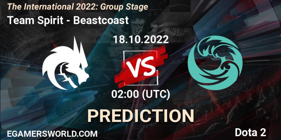 Team Spirit - Beastcoast: ennuste. 18.10.2022 at 02:09, Dota 2, The International 2022: Group Stage