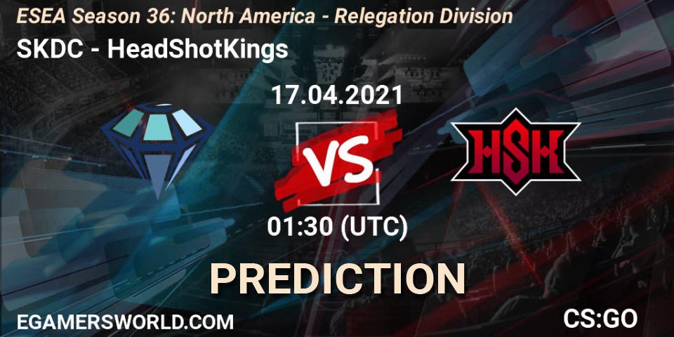 SKDC - HeadShotKings: ennuste. 17.04.2021 at 01:30, Counter-Strike (CS2), ESEA Season 36: North America - Relegation Division