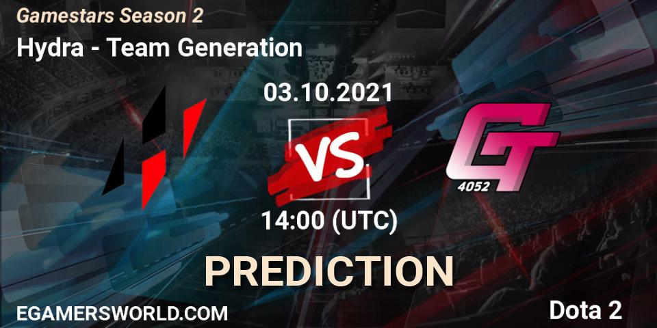 Hydra - Team Generation: ennuste. 03.10.2021 at 14:09, Dota 2, Gamestars Season 2