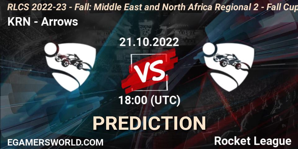 KRN - Arrows: ennuste. 21.10.2022 at 17:00, Rocket League, RLCS 2022-23 - Fall: Middle East and North Africa Regional 2 - Fall Cup