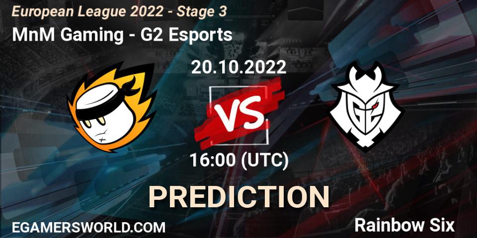 MnM Gaming - G2 Esports: ennuste. 20.10.2022 at 19:45, Rainbow Six, European League 2022 - Stage 3