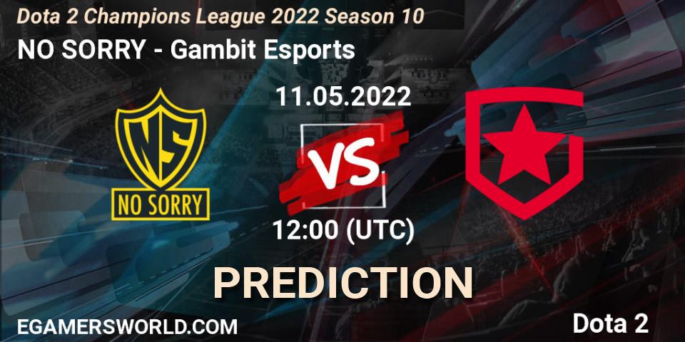 NO SORRY - Gambit Esports: ennuste. 11.05.2022 at 12:01, Dota 2, Dota 2 Champions League 2022 Season 10 