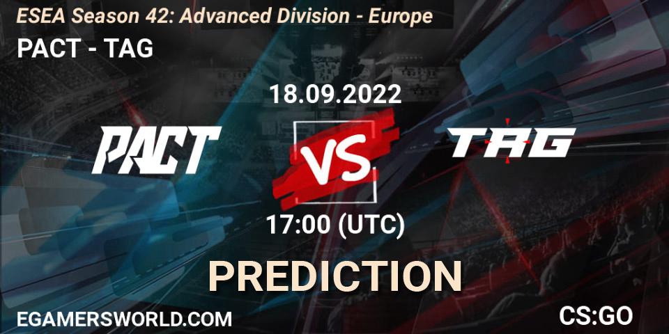 PACT - TAG: ennuste. 18.09.2022 at 17:00, Counter-Strike (CS2), ESEA Season 42: Advanced Division - Europe