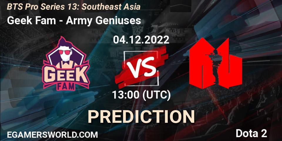 Geek Fam - Army Geniuses: ennuste. 04.12.22, Dota 2, BTS Pro Series 13: Southeast Asia