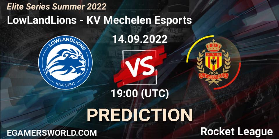 LowLandLions - KV Mechelen Esports: ennuste. 14.09.2022 at 19:00, Rocket League, Elite Series Summer 2022