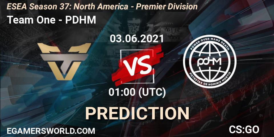 Team One - PDHM: ennuste. 03.06.2021 at 01:00, Counter-Strike (CS2), ESEA Season 37: North America - Premier Division