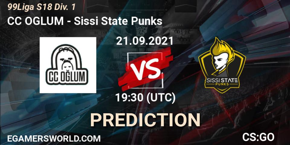 CC OGLUM - Sissi State Punks: ennuste. 13.10.2021 at 17:00, Counter-Strike (CS2), 99Liga S18 Div. 1
