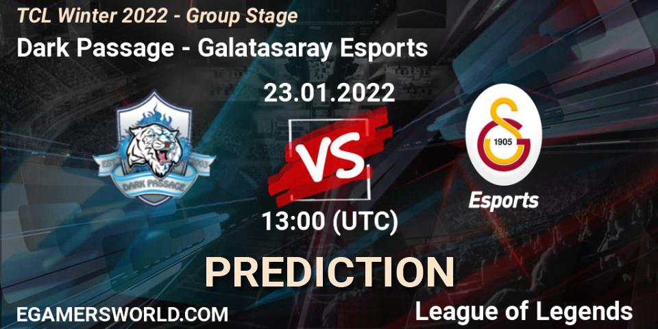 Dark Passage - Galatasaray Esports: ennuste. 23.01.2022 at 13:00, LoL, TCL Winter 2022 - Group Stage