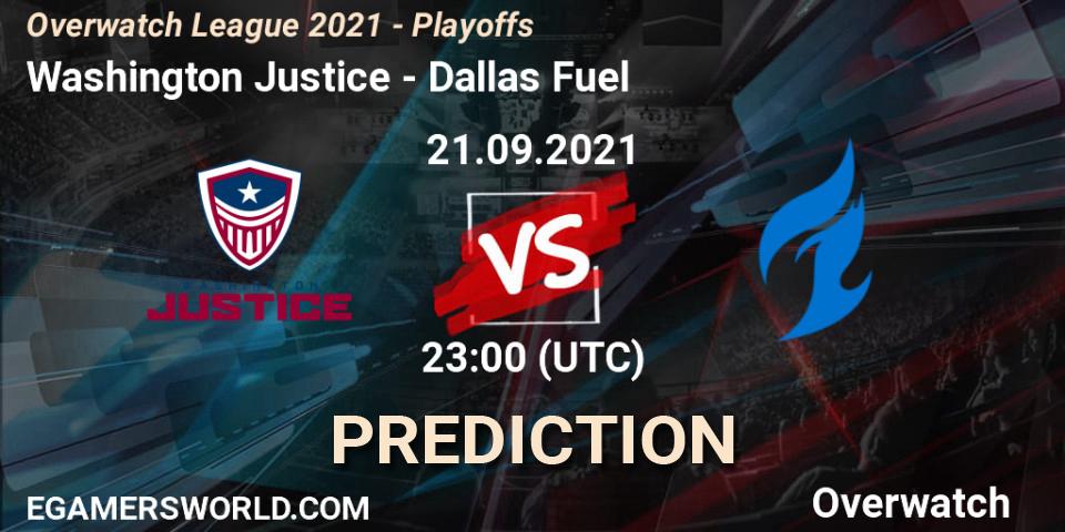 Washington Justice - Dallas Fuel: ennuste. 21.09.2021 at 23:00, Overwatch, Overwatch League 2021 - Playoffs