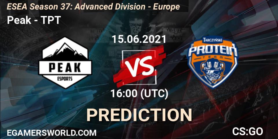 Peak - TPT: ennuste. 15.06.2021 at 16:00, Counter-Strike (CS2), ESEA Season 37: Advanced Division - Europe