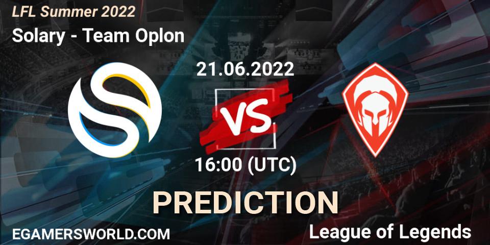 Solary - Team Oplon: ennuste. 21.06.2022 at 16:00, LoL, LFL Summer 2022