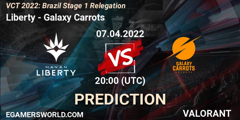 Liberty - Galaxy Carrots: ennuste. 07.04.2022 at 20:00, VALORANT, VCT 2022: Brazil Stage 1 Relegation