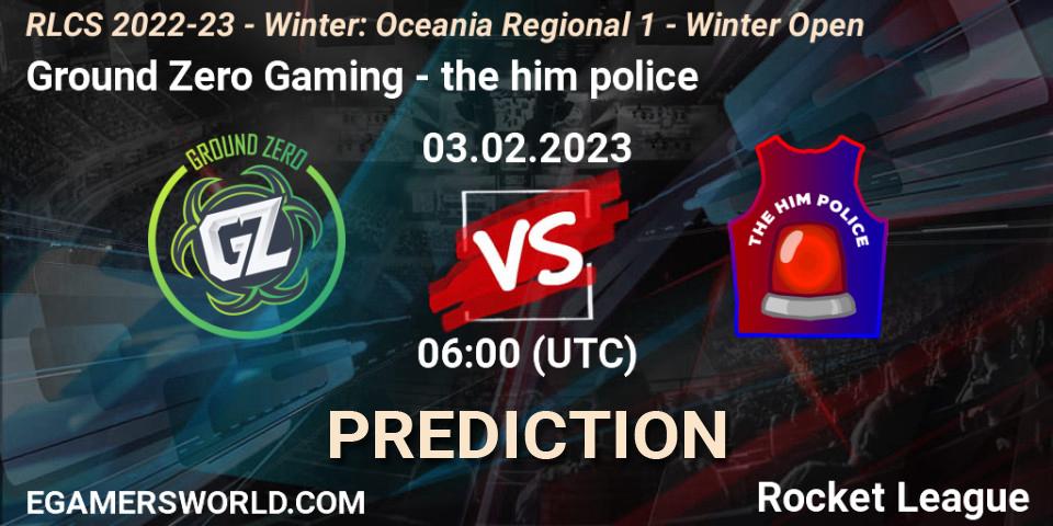 Ground Zero Gaming - the him police: ennuste. 03.02.2023 at 06:00, Rocket League, RLCS 2022-23 - Winter: Oceania Regional 1 - Winter Open