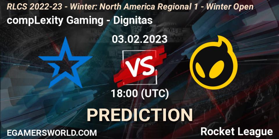 compLexity Gaming - Dignitas: ennuste. 03.02.2023 at 18:00, Rocket League, RLCS 2022-23 - Winter: North America Regional 1 - Winter Open