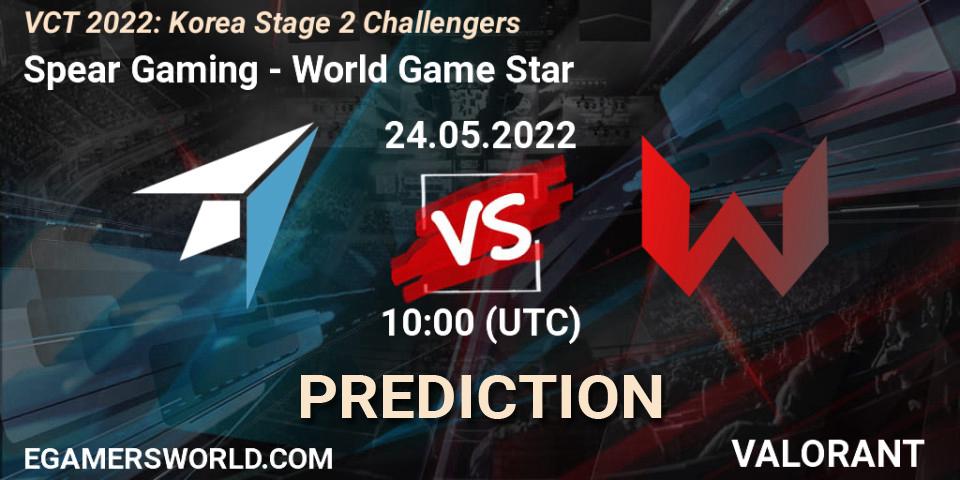 Spear Gaming - World Game Star: ennuste. 24.05.2022 at 11:00, VALORANT, VCT 2022: Korea Stage 2 Challengers