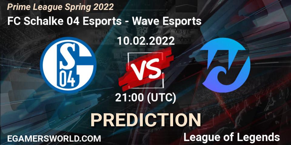 FC Schalke 04 Esports - Wave Esports: ennuste. 10.02.2022 at 21:30, LoL, Prime League Spring 2022