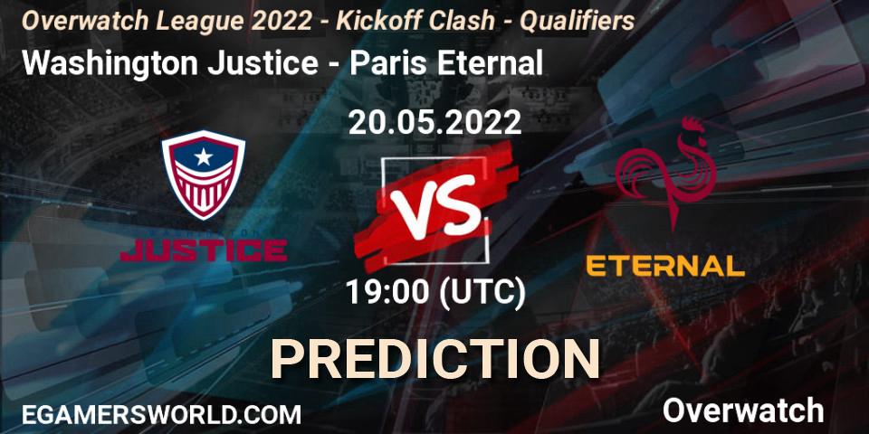 Washington Justice - Paris Eternal: ennuste. 20.05.2022 at 19:00, Overwatch, Overwatch League 2022 - Kickoff Clash - Qualifiers
