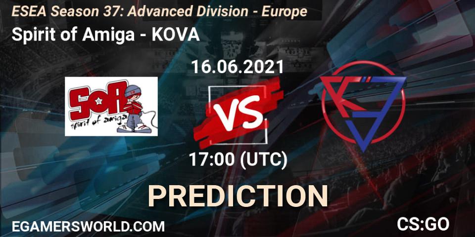 Spirit of Amiga - KOVA: ennuste. 16.06.2021 at 17:00, Counter-Strike (CS2), ESEA Season 37: Advanced Division - Europe