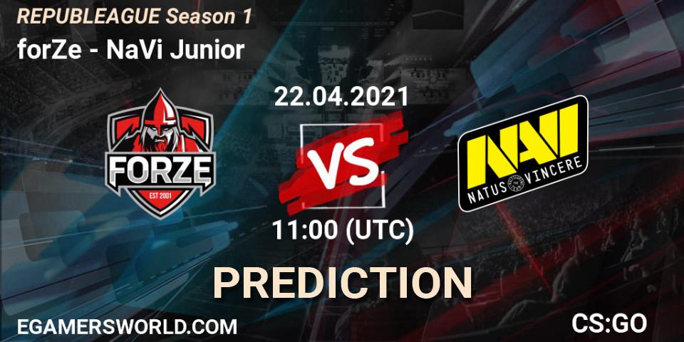 forZe - NaVi Junior: ennuste. 22.04.2021 at 11:00, Counter-Strike (CS2), REPUBLEAGUE Season 1