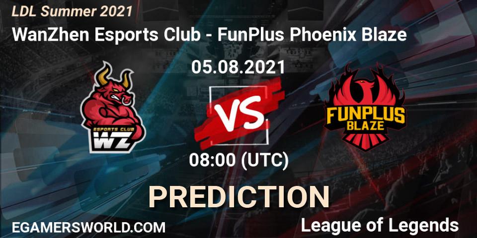 WanZhen Esports Club - FunPlus Phoenix Blaze: ennuste. 05.08.2021 at 08:30, LoL, LDL Summer 2021