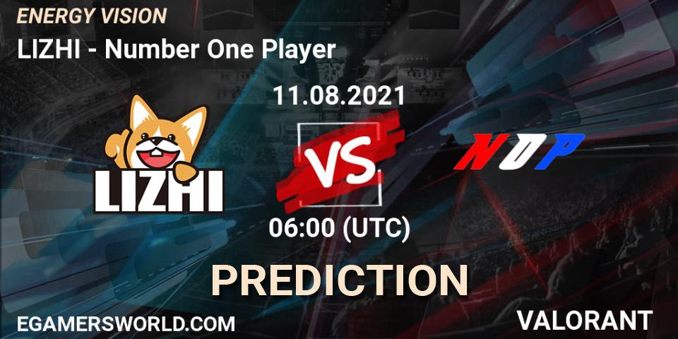 LIZHI - Number One Player: ennuste. 11.08.2021 at 06:00, VALORANT, ENERGY VISION