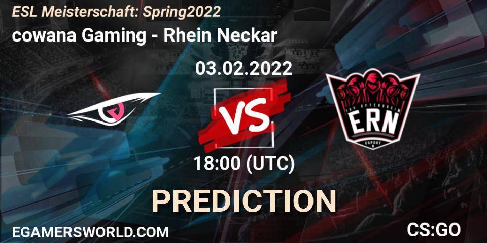 cowana Gaming - Rhein Neckar: ennuste. 03.02.2022 at 18:00, Counter-Strike (CS2), ESL Meisterschaft: Spring 2022