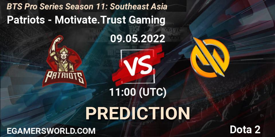 Patriots - Motivate.Trust Gaming: ennuste. 09.05.2022 at 11:22, Dota 2, BTS Pro Series Season 11: Southeast Asia