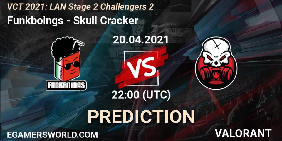 Funkboings - Skull Cracker: ennuste. 20.04.2021 at 22:00, VALORANT, VCT 2021: LAN Stage 2 Challengers 2