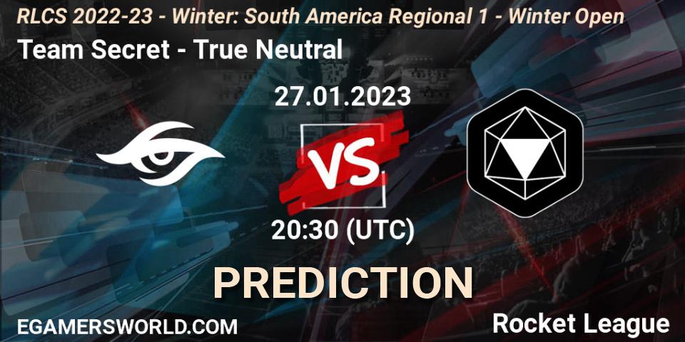 Team Secret - True Neutral: ennuste. 27.01.2023 at 20:30, Rocket League, RLCS 2022-23 - Winter: South America Regional 1 - Winter Open