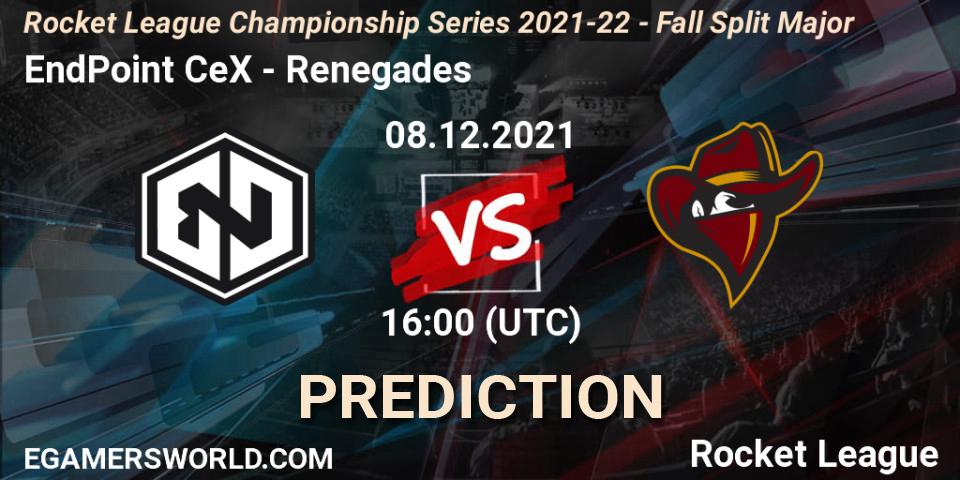 EndPoint CeX - Renegades: ennuste. 08.12.2021 at 18:00, Rocket League, RLCS 2021-22 - Fall Split Major