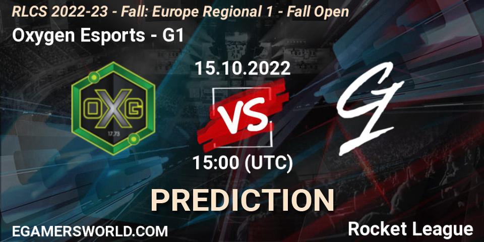 Oxygen Esports - G1: ennuste. 15.10.2022 at 15:00, Rocket League, RLCS 2022-23 - Fall: Europe Regional 1 - Fall Open