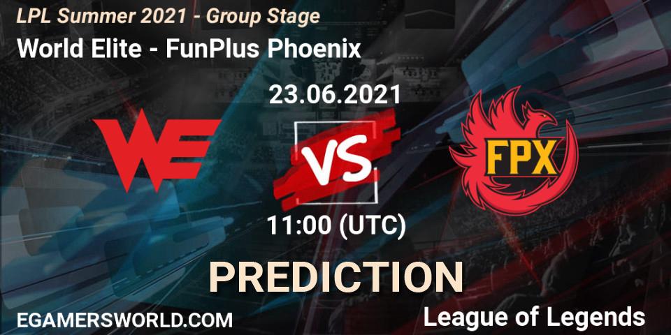 World Elite - FunPlus Phoenix: ennuste. 23.06.2021 at 11:40, LoL, LPL Summer 2021 - Group Stage