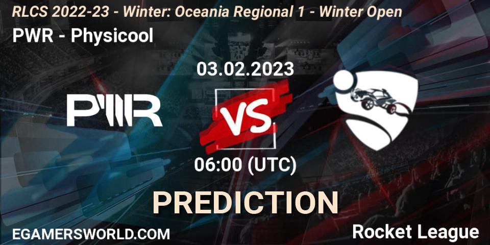 PWR - Physicool: ennuste. 03.02.2023 at 06:00, Rocket League, RLCS 2022-23 - Winter: Oceania Regional 1 - Winter Open