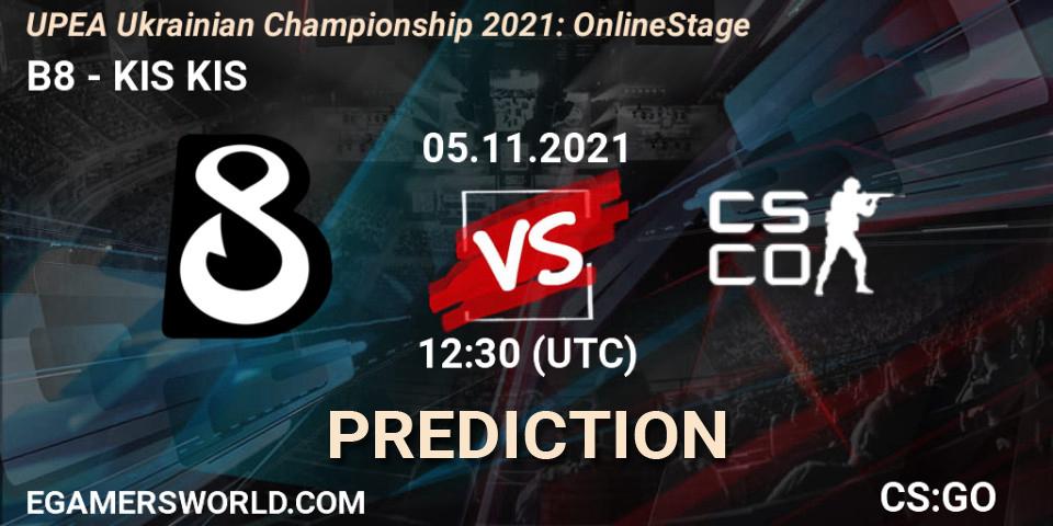 B8 - KIS KIS: ennuste. 05.11.2021 at 16:30, Counter-Strike (CS2), UPEA Ukrainian Championship 2021: Online Stage