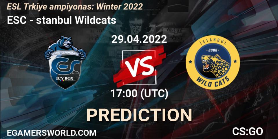 ESC - İstanbul Wildcats: ennuste. 29.04.2022 at 17:00, Counter-Strike (CS2), ESL Türkiye Şampiyonası: Winter 2022