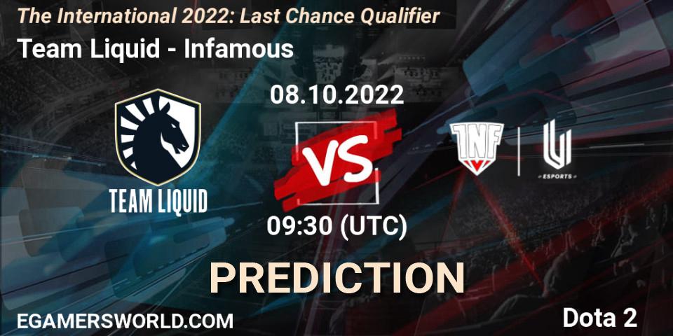 Team Liquid - Infamous: ennuste. 08.10.22, Dota 2, The International 2022: Last Chance Qualifier