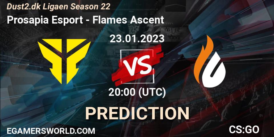 Prosapia Esport - Flames Ascent: ennuste. 23.01.2023 at 20:00, Counter-Strike (CS2), Dust2.dk Ligaen Season 22