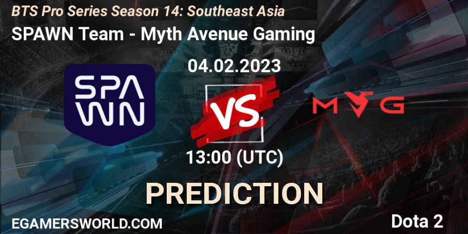 SPAWN Team - Myth Avenue Gaming: ennuste. 04.02.23, Dota 2, BTS Pro Series Season 14: Southeast Asia