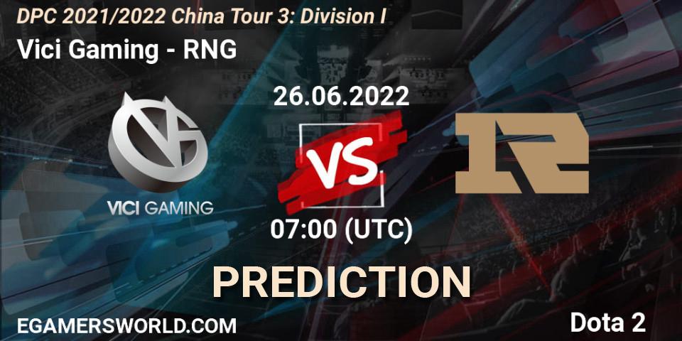 Vici Gaming - RNG: ennuste. 26.06.22, Dota 2, DPC 2021/2022 China Tour 3: Division I