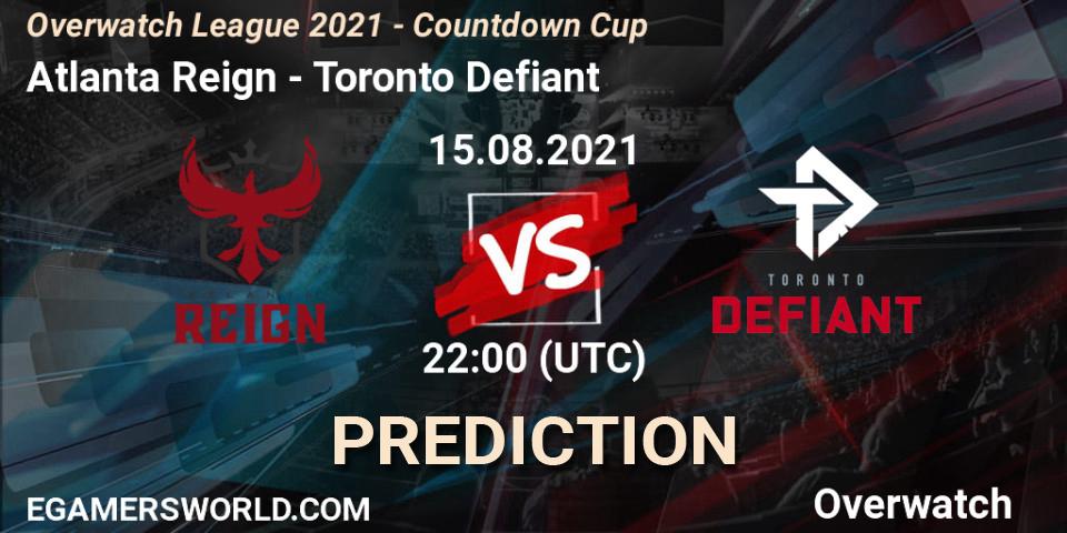 Atlanta Reign - Toronto Defiant: ennuste. 15.08.2021 at 22:00, Overwatch, Overwatch League 2021 - Countdown Cup