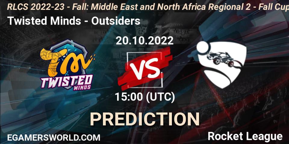 Twisted Minds - Outsiders: ennuste. 20.10.2022 at 15:00, Rocket League, RLCS 2022-23 - Fall: Middle East and North Africa Regional 2 - Fall Cup